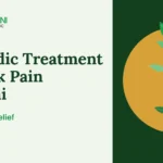 Ayurvedic treatment for back pain in Dubai: Punarjani Ayurvedic Clinic logo beside a spine growing into a leafy herbal stem